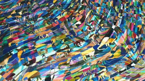 ANIMALS & WATERS - Persian Hand-Knotted Fine & Artistic Silk Rug - danielbikas.com